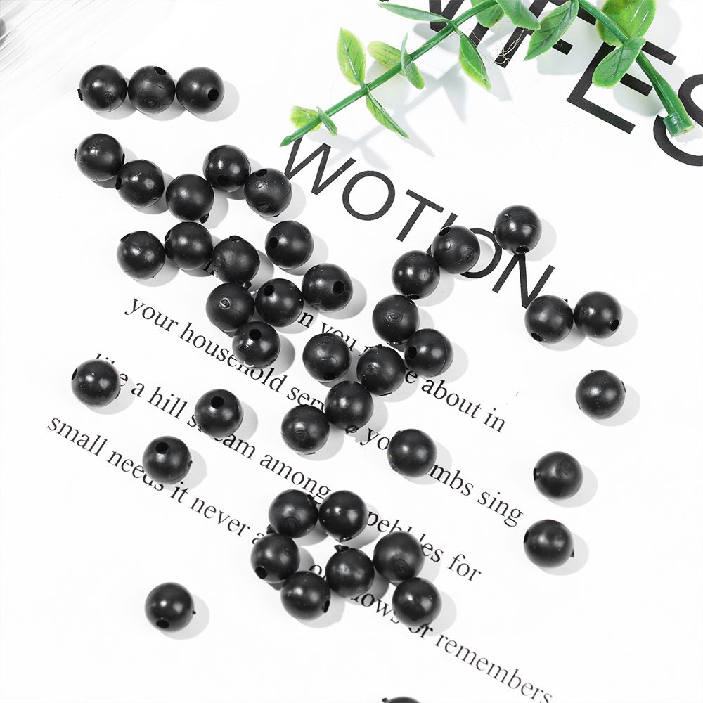 Soft Plastic Lure - 100pcs/lot Fishing Beads Space Stopper Black