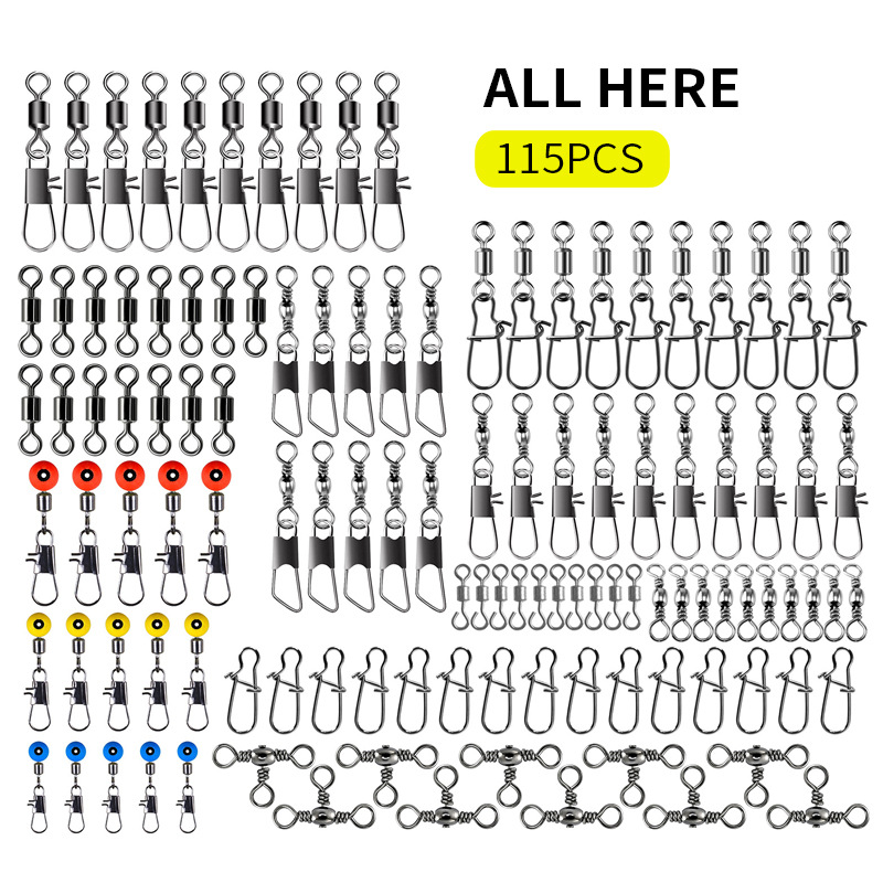 Tackle Box - 115pcs Fishing Swivel Connectors Kit with