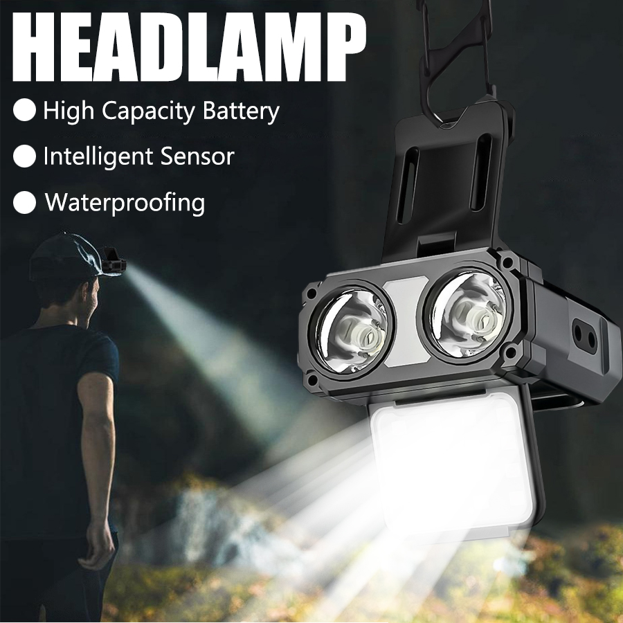 Fishing Headlamp - Sensor COB LED Headlamp Cap Clip