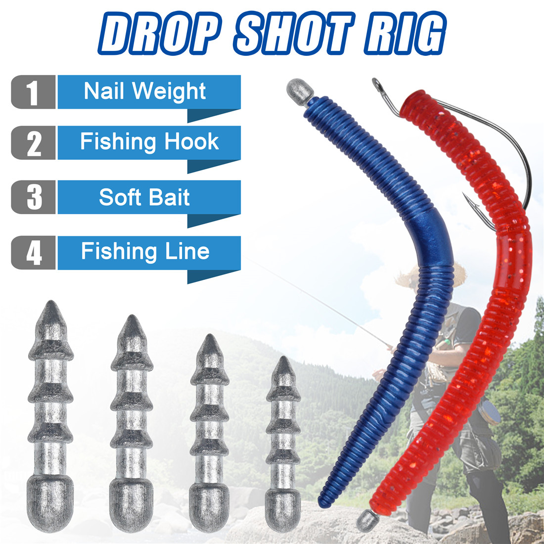 60PCS Nail weights Worm Fishin - огляд і ціна Fishing Equipment Lures