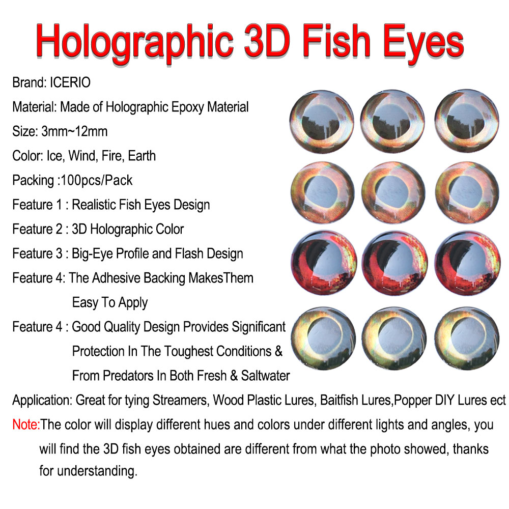 ICERIO 100PCS  Holographic 3D  - огляд і ціна Fishing Equipment Fly